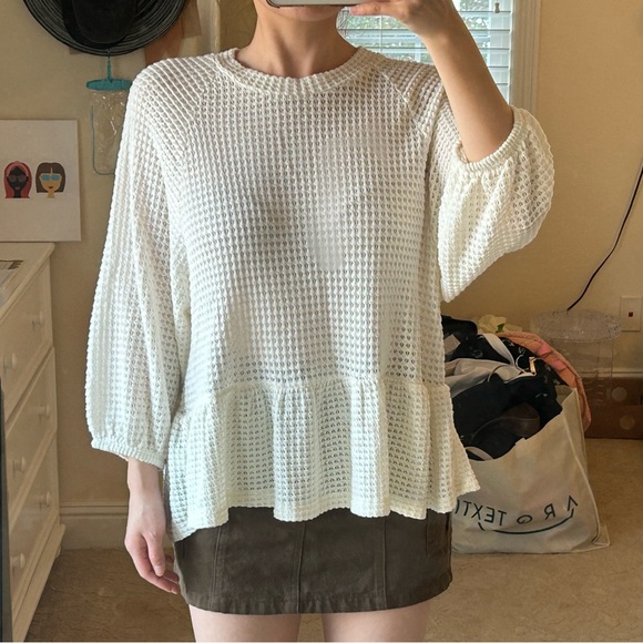 Ivory White Relaxed Knit Top in XS/S/M - Picture 1 of 4